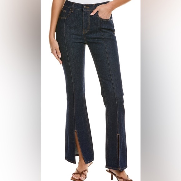 Johnny Was Dark Indigo Jeans w/ Embroidered Pockets/Front Seams & Slits/Size 6 - Picture 2 of 8